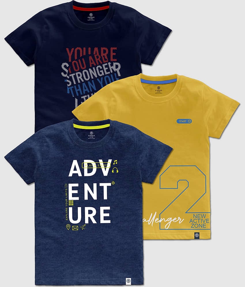 CODEZ Pack of 3 Boys Cotton T-Shirt ( Multicolor )