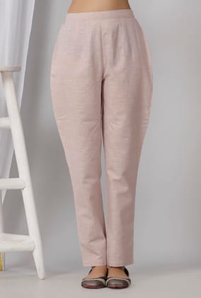Pastel Purple Cotton Khadi Pants-S