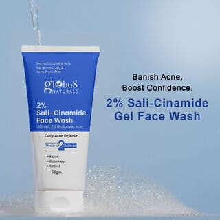 Globus Naturals 2 Sali-Cinamide Face Wash Enriched with Hyaluronic Acid  Vitamin-E Suitable for All Skin Types 50gm