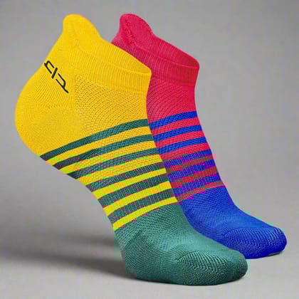 Bamboo Men Ankle Socks (Striped) - 2 Pairs-Pink | Yellow