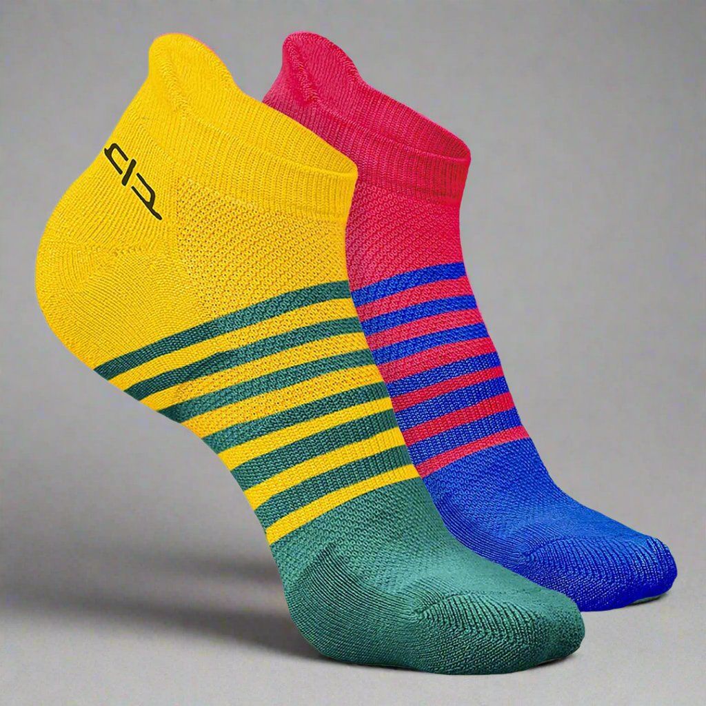 Bamboo Men Ankle Socks (Striped) - 2 Pairs-Pink | Yellow