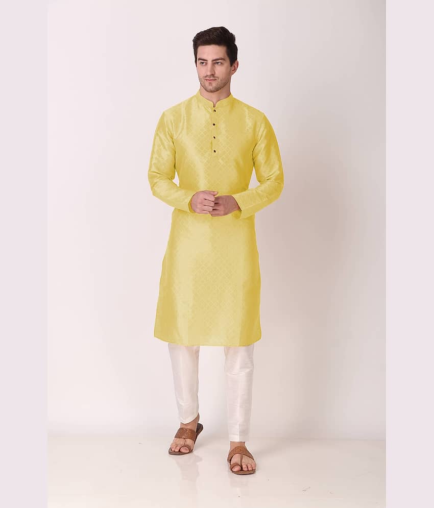 koshin Lime Green Silk Men's Regular Kurta ( Pack of 1 )