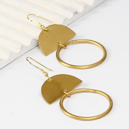 Half and Full Circle Brass Earring