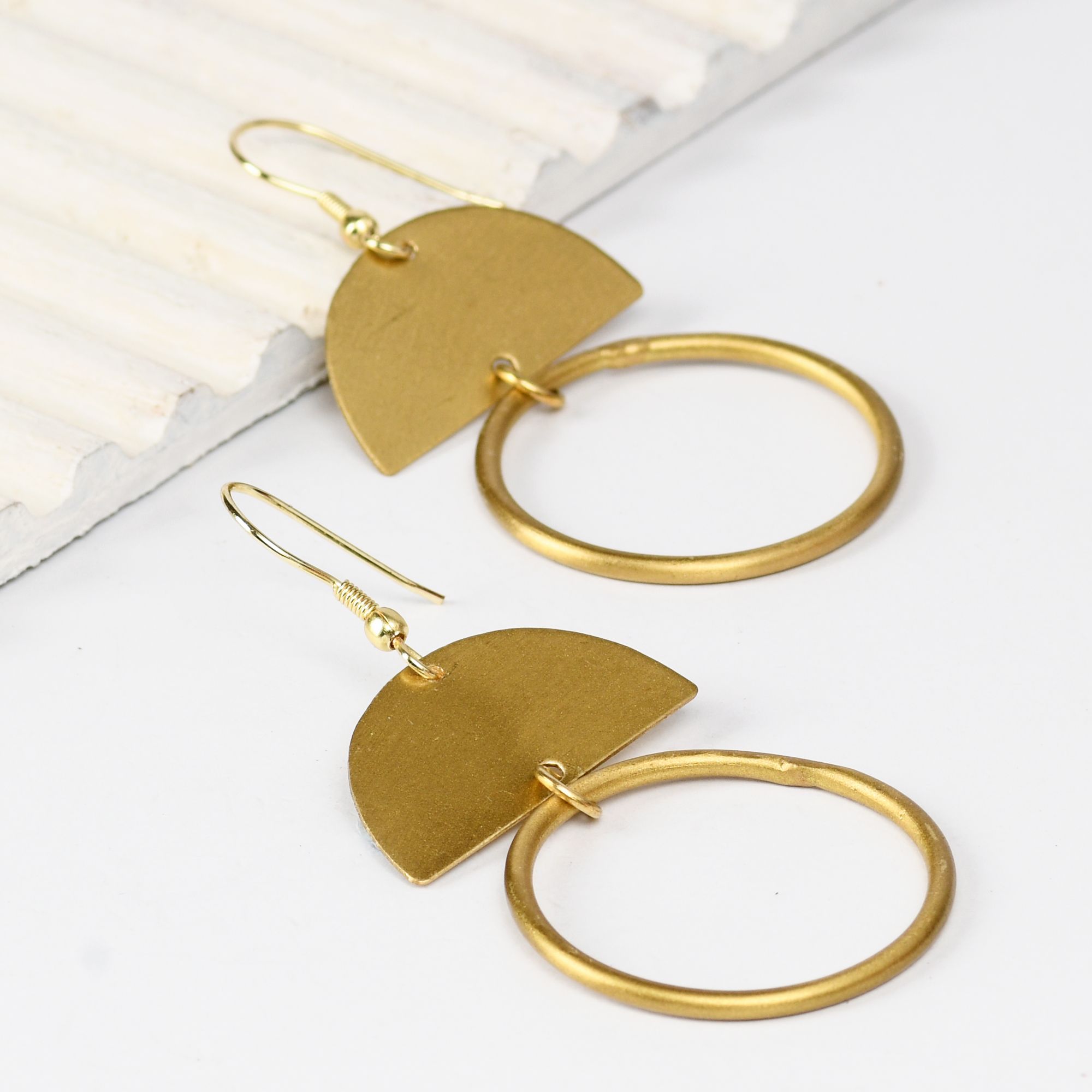 Half and Full Circle Brass Earring