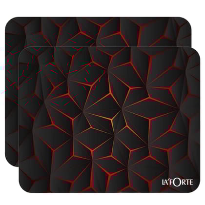 LA' FORTE Computer Laptop Non-Slip Rubber Mousepad (3 mm design) Black Abstract (Pack of 02 Pcs)-Black&Red_Abstract X 2 Pc