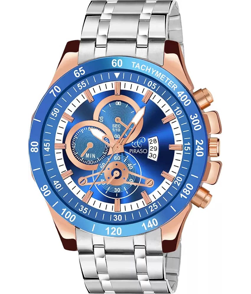 PIRASO Silver Stainless Steel Analog Men's Watch