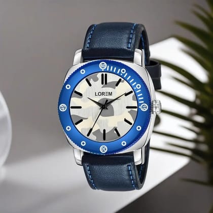 LOREM Blue Army Analog Watch for Men LR54-UF