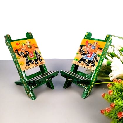 Mobile Holder Stand | Folding Chair Miniature Showpiece | Cell Phone Stand Holder - For Table, Bed, Office Desk, Home Decor & Gifts - 7 Inch (Pack of 2)