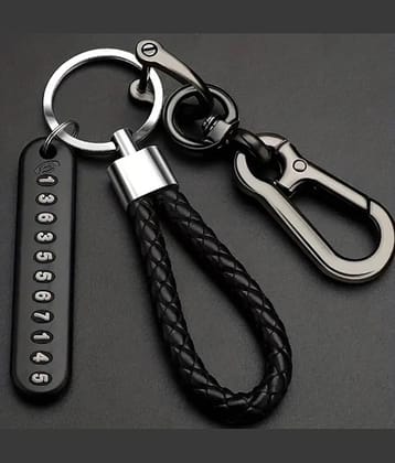 MANDEV Black Men's Alphabet Keychain ( Pack of 1 )