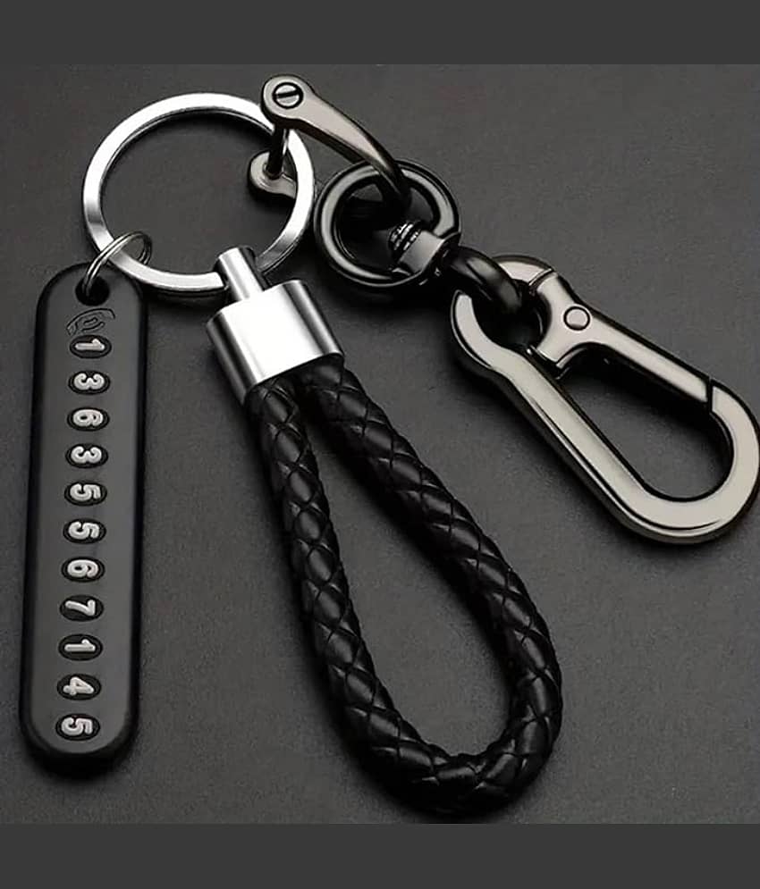 MANDEV Black Men's Alphabet Keychain ( Pack of 1 )