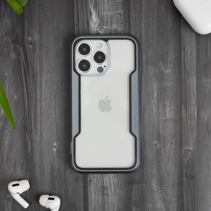 iPhone 13 / 13 Pro / Max Case - Black-Grey Defence Shield Metal Cover | Military Grade Protection-iPhone 13 Pro Max