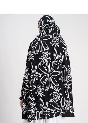 Chic Leaf Print Namaz Dupatta Black