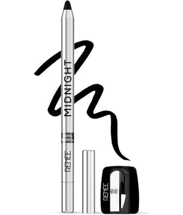 RENEE Midnight Kohl Pencil, Darkest Black, Smudgeproof, Waterproof, 1.5 g