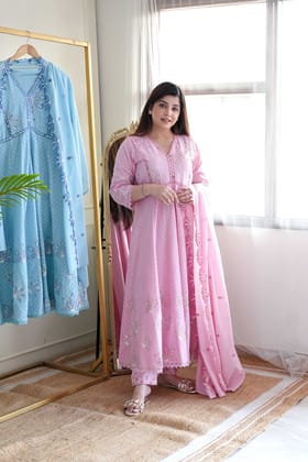Jeena Pink Anarkali Suit Set-XXL