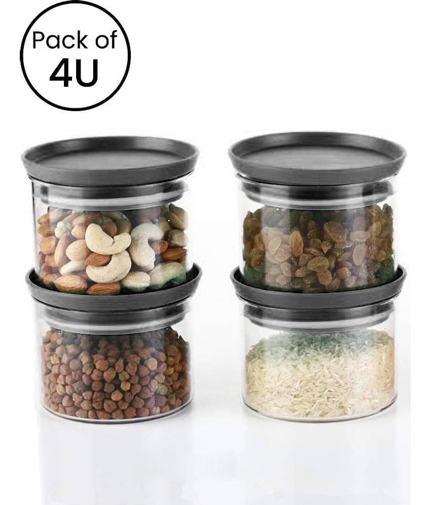 iview kitchenware Multi-Purpose Container 500ml each,Black Lid (4U)