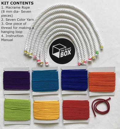 The Brown Box Macrame Rainbow DIY Kit | Craft Kit for Kids & Adults | Birthday Return Gift | Christmas Gift & Kanya Pujan Gift | Navratri Activity | Hobby & Stress Relief Art Kit | Handmade Boho Wall Hanging Decor
