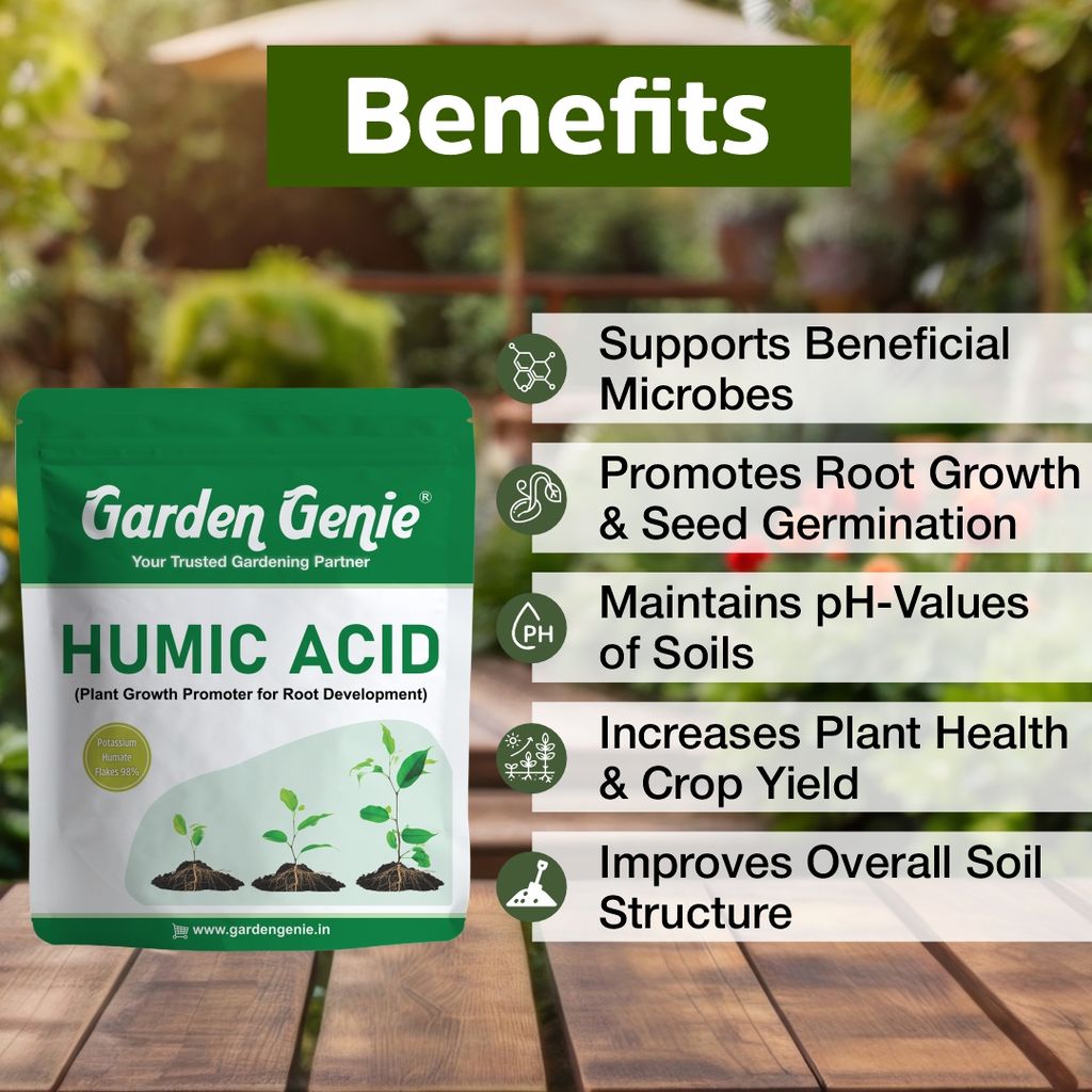 Garden Genie Humic Acid for Plants (Potassium Humate Flakes 98%) 380g | Plant Growth Enhancer, Soil Conditioner, Improves Plant Root System