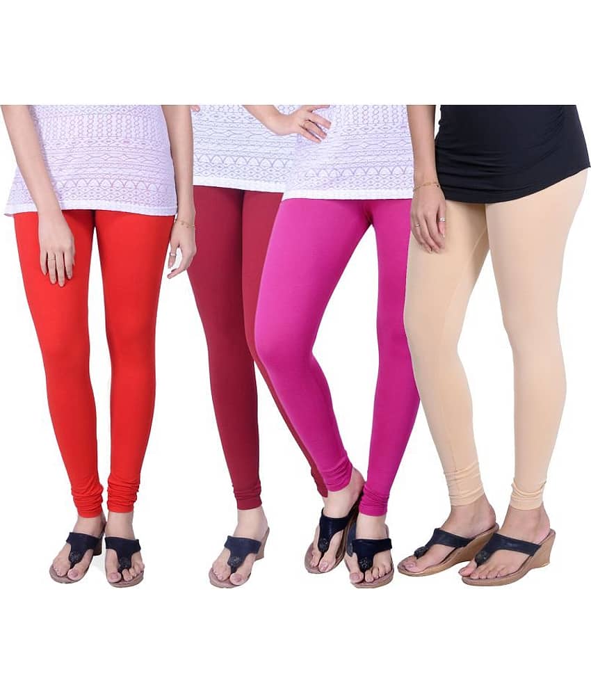 TCG Pack of 4 Girls Cotton Blend Leggings ( Multi )