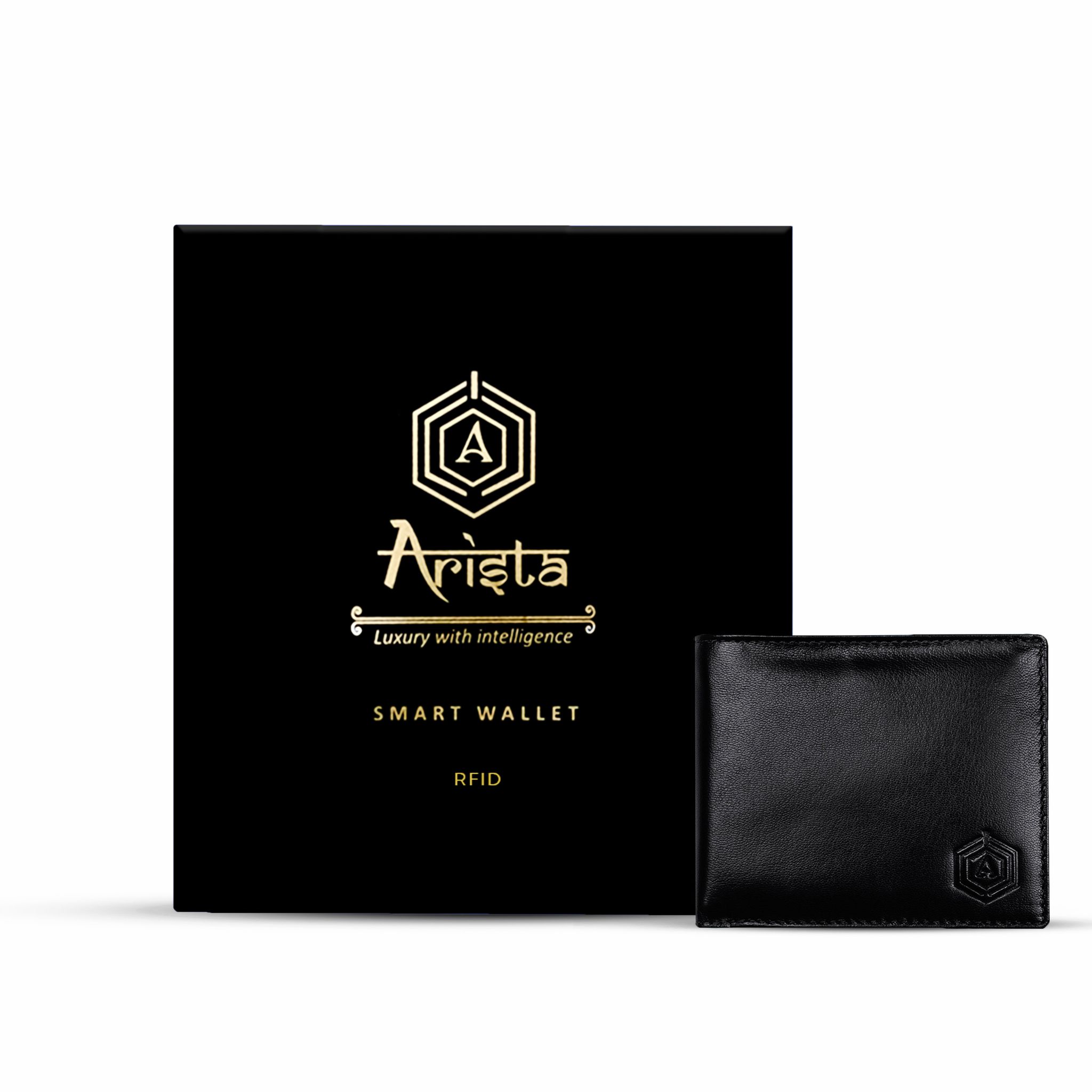 Arista Vault Black Casual Leather Bi-Fold Wallet For Men