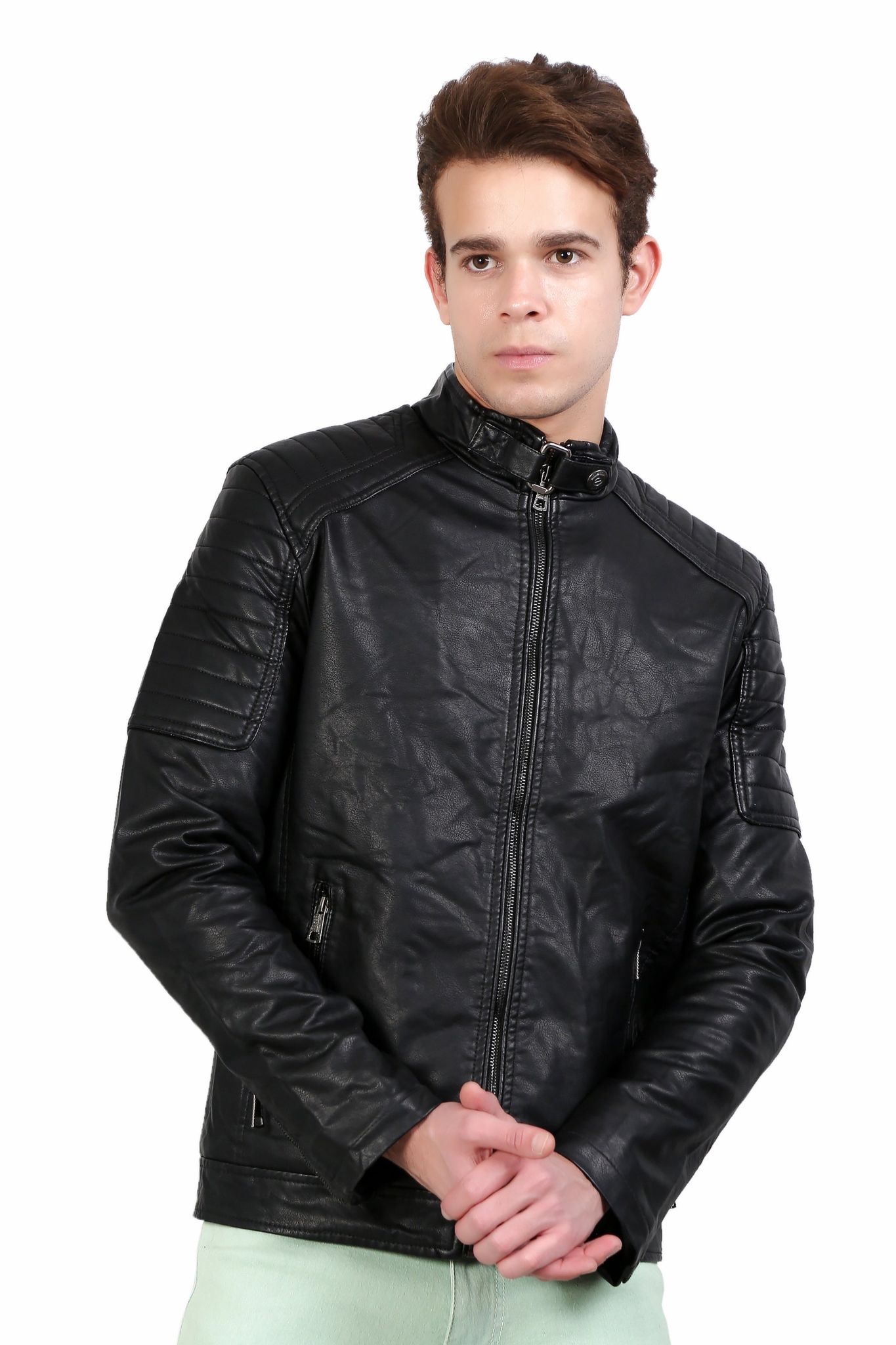 "Vintage Men's Leather Jacket – Timeless Fashion Upgrade"-L / Black