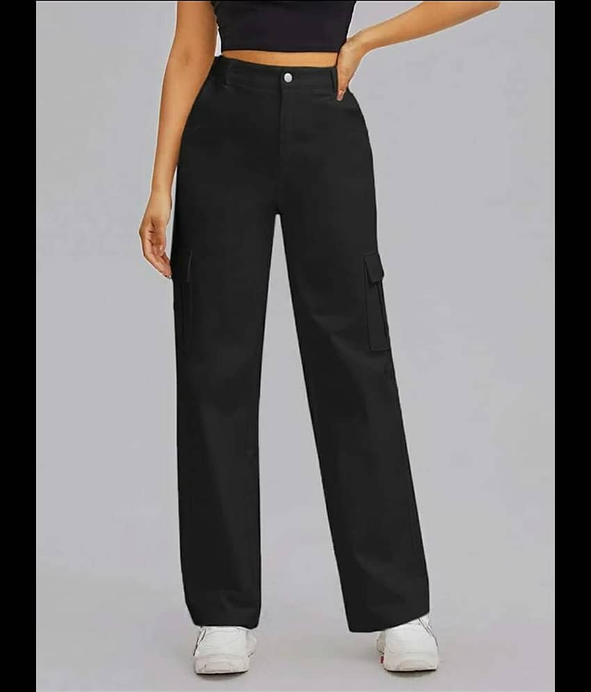 Broadstar Pack of 1 Lycra Straight Women's Cargo Pants ( Black )