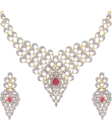 YouBella Jewellery American Diamond Gold Plated Necklace Set with Earrings for Women