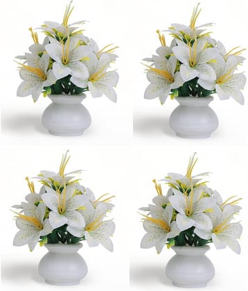 KanRaj - White Wild Artificial Flowers Bunch ( Pack of 4 )