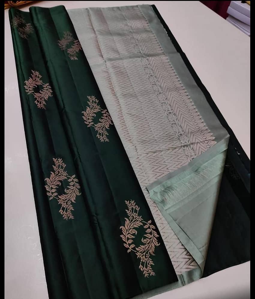 fab woven Art Silk Woven Kanjeevaram Sarees With Unstitched Blouse Piece ( Navy Blue )