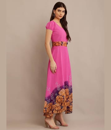 Raabta Fashion Women Georgette Printed Gown ( Pink )