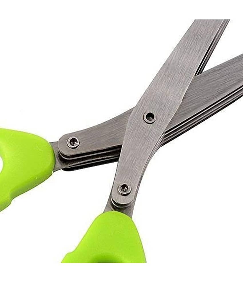 THRIFTKART Stainless Steel 5 Blade Vegetable Scissors, Herbs Cutter ( Pack of 1 )