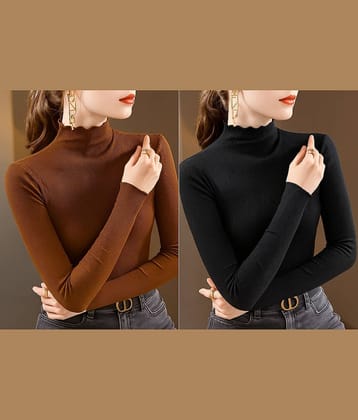 Traquila Women's Lycra Regular Top ( Brown )