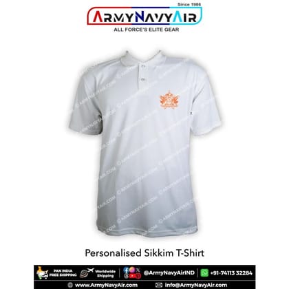 ArmyNavyAir Personalised Sikkim T-Shirt (Small) | Premium Polo | Casual & Institutional Wear