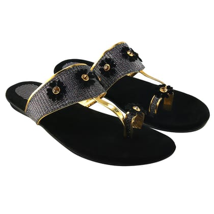 BLINDER Black Slippers Flats 4
