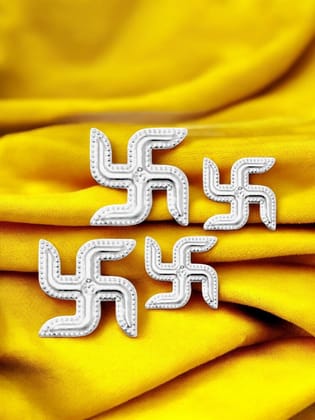 Silver Swastik-Very Small Size(0.8inch)(4 pieces)