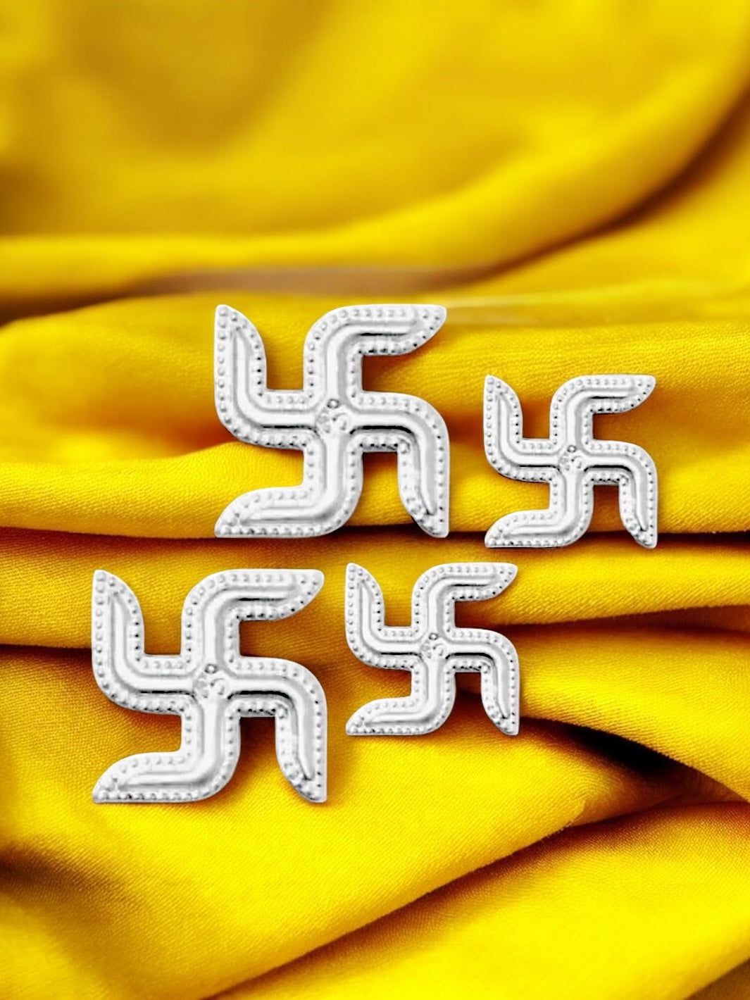Silver Swastik-Very Small Size(0.8inch)(4 pieces)