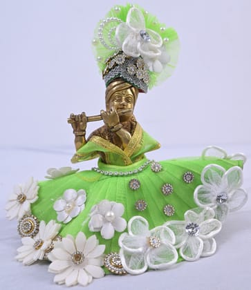 Parrot Green Designer Laddu Gopal Dress Set
