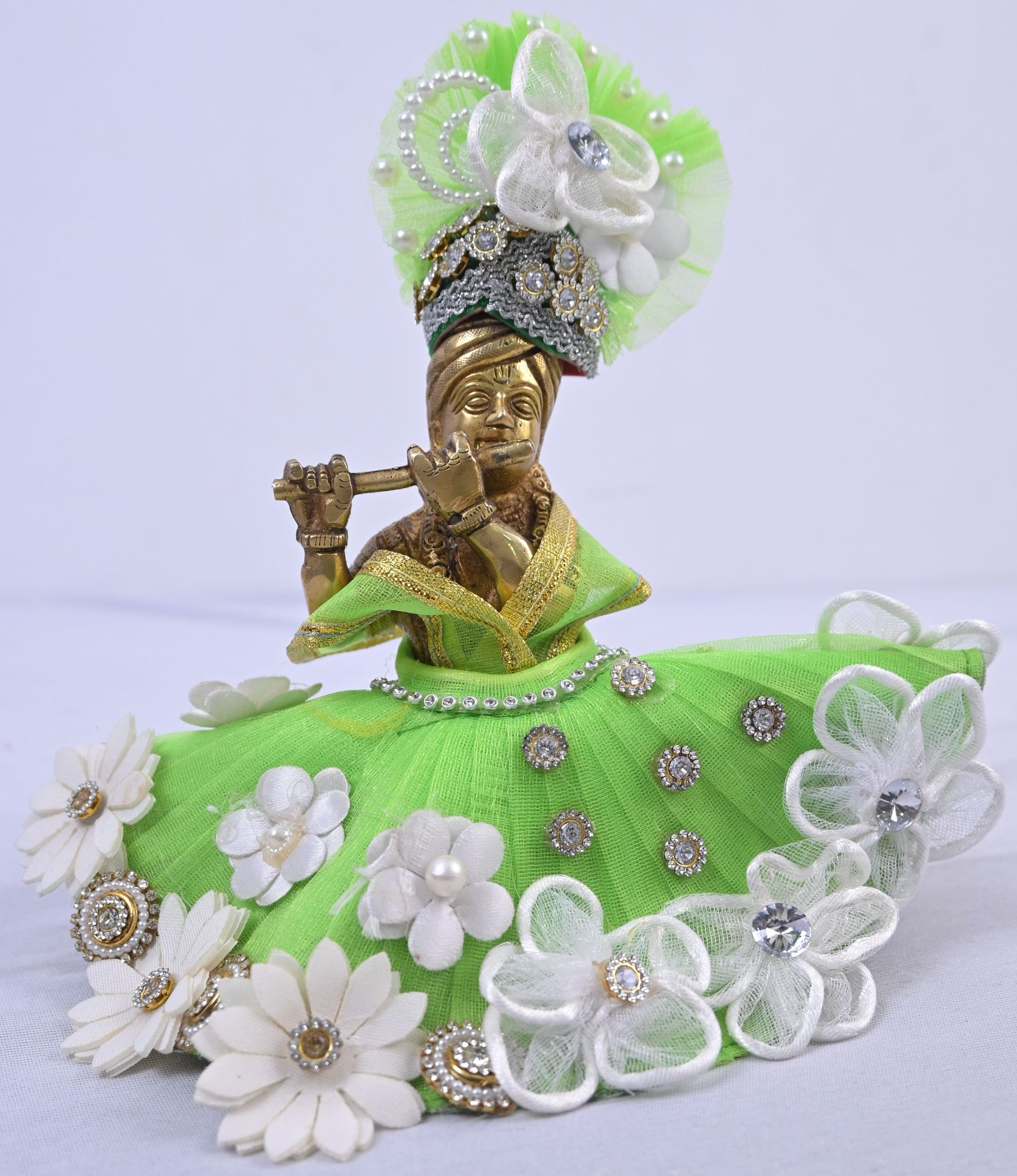 Parrot Green Designer Laddu Gopal Dress Set