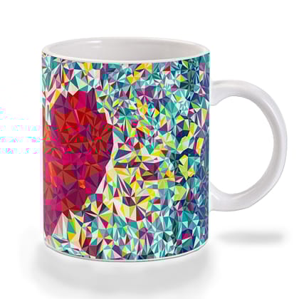 Multicolor Geometric Love Heart Pattern Ceramic Mug