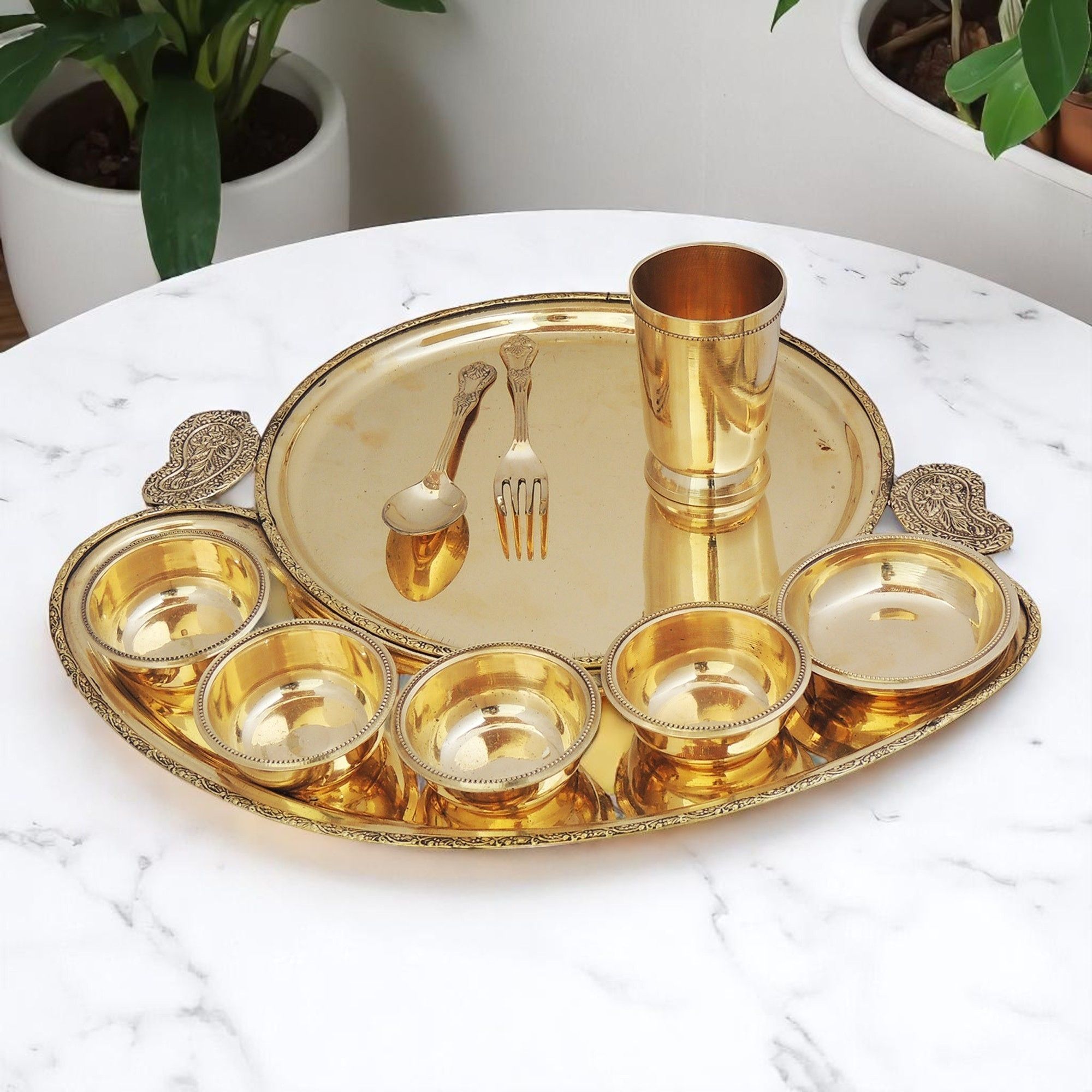 Brass Maharaja Bhojan Thali Set (ZMAS261 A)