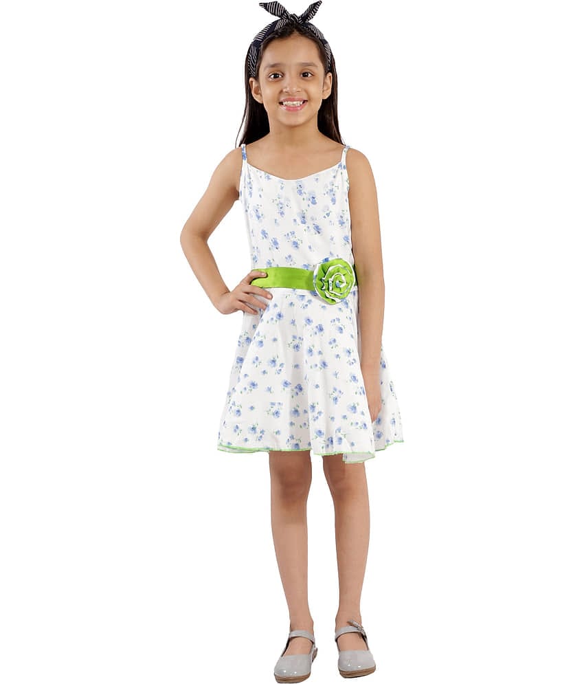 Kids Cave Rayon A-line For Girls ( Pack of 1 , White )