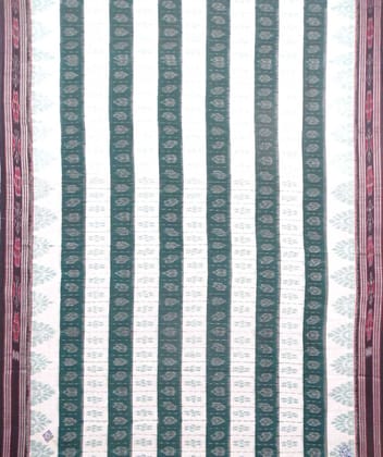 Green and white sambalpuri handloom cotton saree Green and white sambalpuri handloom cotton saree