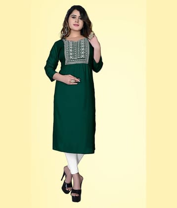 haya fashion - Green Rayon Women's Straight Kurti ( Pack of 1 )