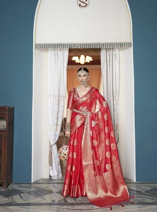 Red Banarasi  Silk Saree