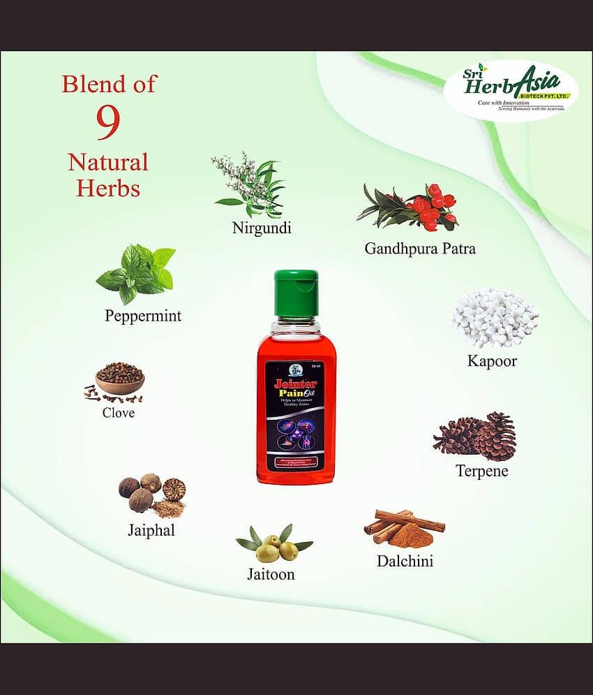 Herbasia Pain Relief Oil|Ayurvedic|For Knee Pain, Joint & Muscle Pain Relief(50ml Each)Pack of 2