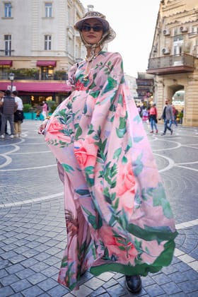 Multicolor Printed Crepe Silk Saree