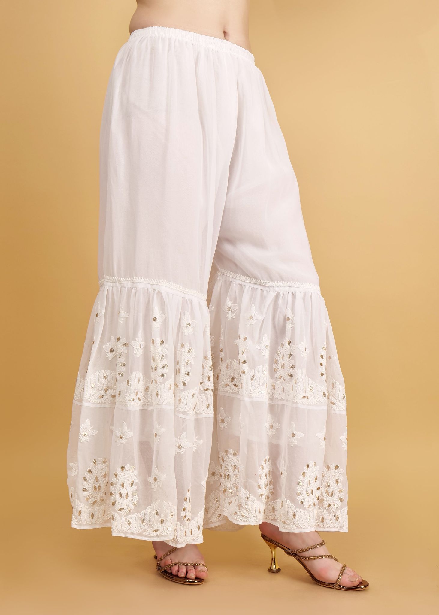 Hand Embroidered Chkankari Gota patti work Sharara Palazo