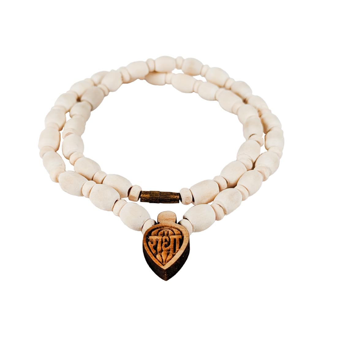 MAYAPURI Tulsi Mala with Sree Radha Engraved Locket Sacred Hindu Prayer Beads Necklace Suitable for Praying, Mandir, Pooja Articles (Set of 1)