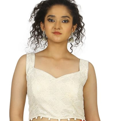 TheHangr Dyable White Embroidered Blouse -  34