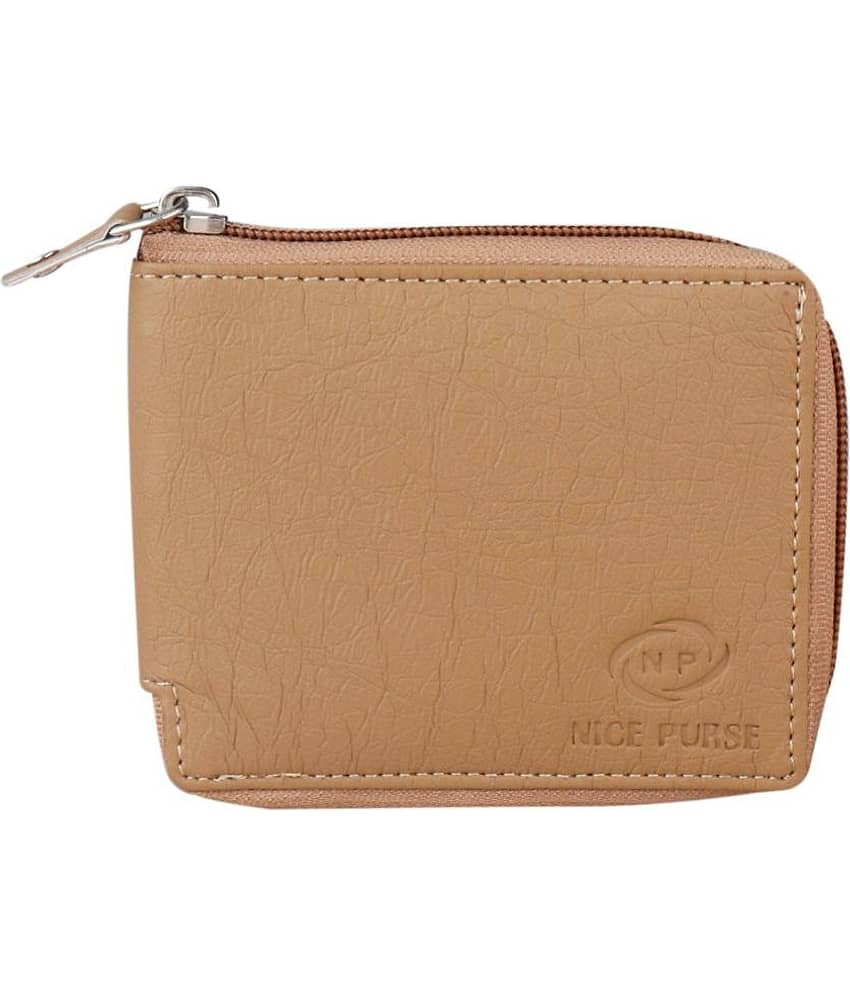 Nice Purse Beige PU Men's Zip Around Wallet ( Pack of 1 )