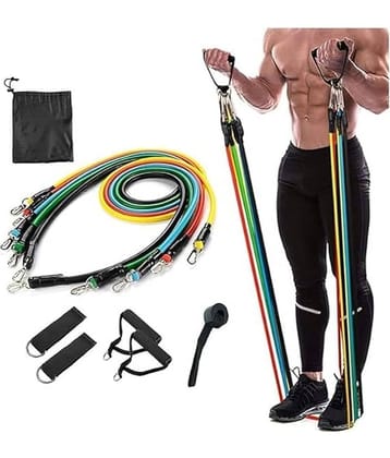 Resistance Bands Resistance Tube for Stretching, Exercise and Workout Toning Tube Resistance Rope Set 11 Stackable Kit, Pack of 1
